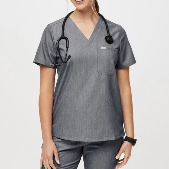 Figs Tops - Figs Graphite One Pocket Scrub Top Womens Size Medium